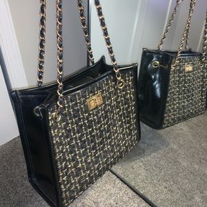 Medium size black and gold shoulder bag
